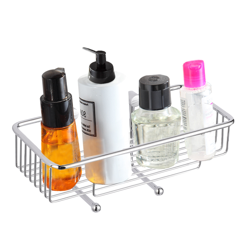 FM81228 Fashionable Stainless Steel 304 Adhesive Bathroom Kitchen Shower Caddy storage box with hook