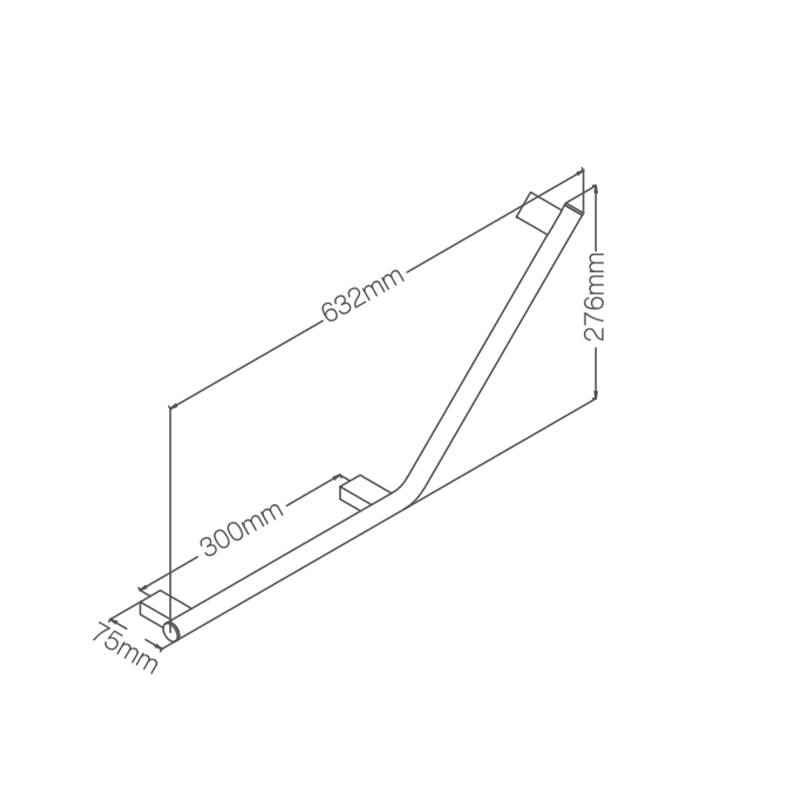 MT9531 custom stainless steel 304 brushed 3 brackets L shape handicapped bathroom grab rails 135 angled handicap grab bar