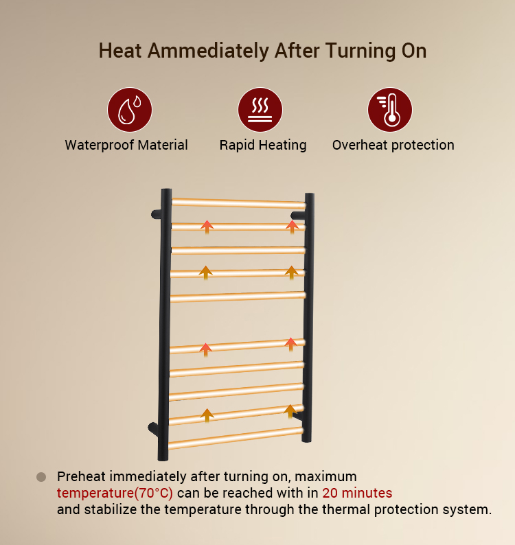 DR2501 Promotion of high quality Modern Heated Electric 220V Holder Vertical Towel Drying Rack Stainless Steel Towel Rack