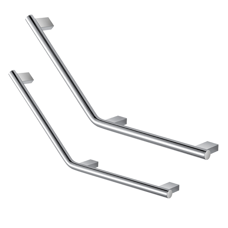 MT9531 custom stainless steel 304 brushed 3 brackets L shape handicapped bathroom grab rails 135 angled handicap grab bar