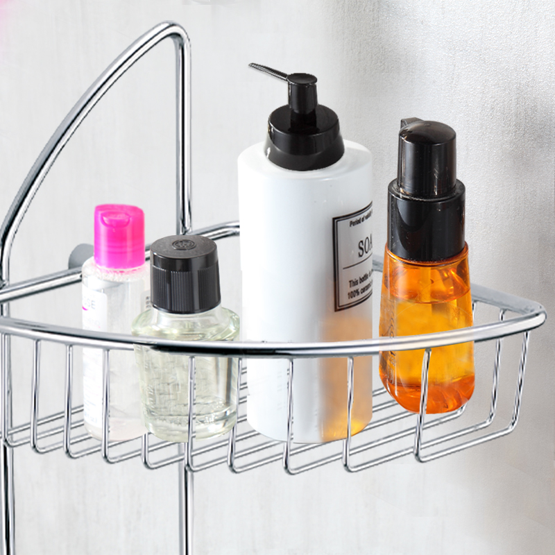 FM823 Bathroom Accessories Triangle Corner Shelf Bathroom Chrome Two Tiers Corner Shower Caddy Shelf Basket