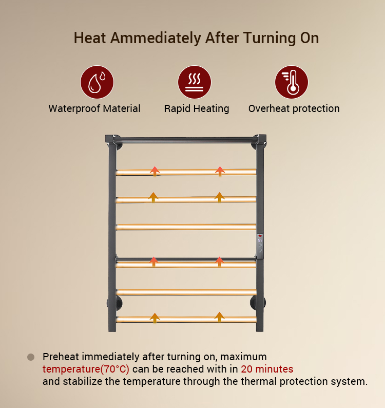 DR2179 116W POWER High End Electric Towel Heater Rack Stainless Steel Heated Towel Rail