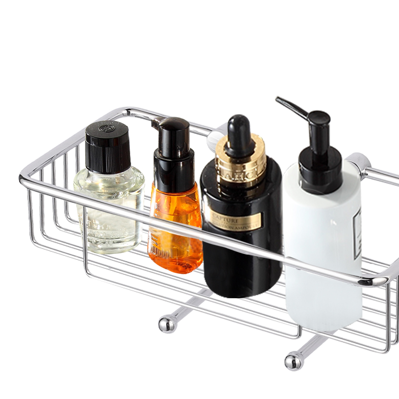 FM81228 Fashionable Stainless Steel 304 Adhesive Bathroom Kitchen Shower Caddy storage box with hook