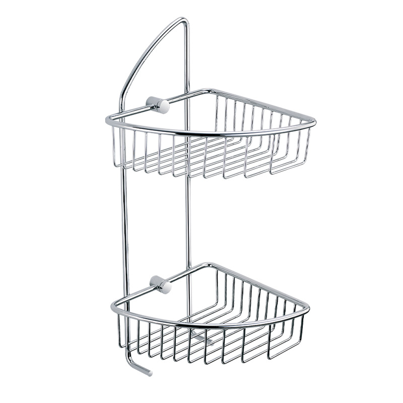 FM823 Bathroom Accessories Triangle Corner Shelf Bathroom Chrome Two Tiers Corner Shower Caddy Shelf Basket