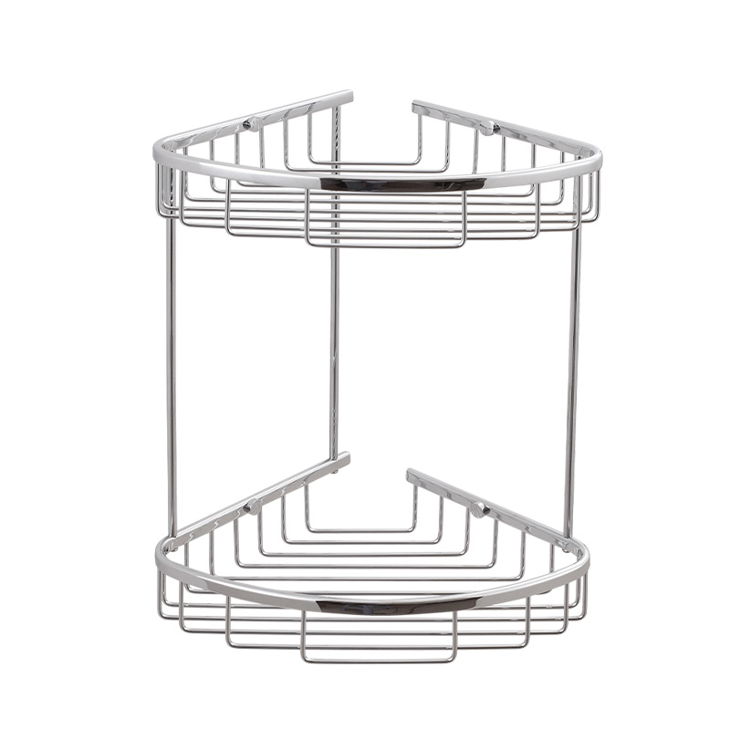 FM302H Modern Two Layer Stainless Steel Hollow Shampoo Corner Commodity Carrier Bathroom Shelf