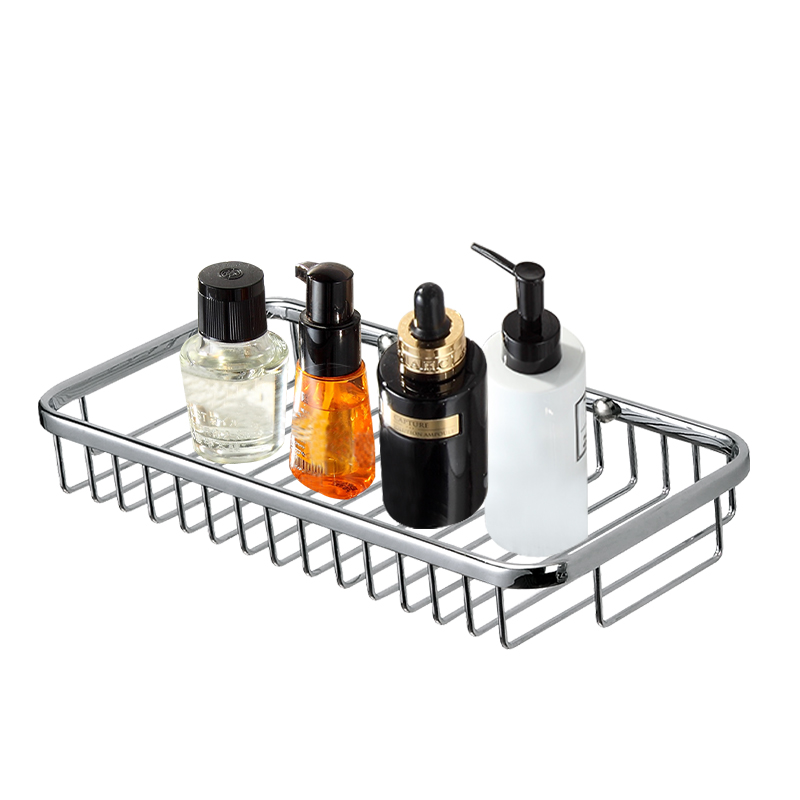 FM50 Wall-Mounted Square Aluminum Bath Organizer PET Bathroom Shelves Shampoo Storage Rack Kitchen Holder Spice Storage