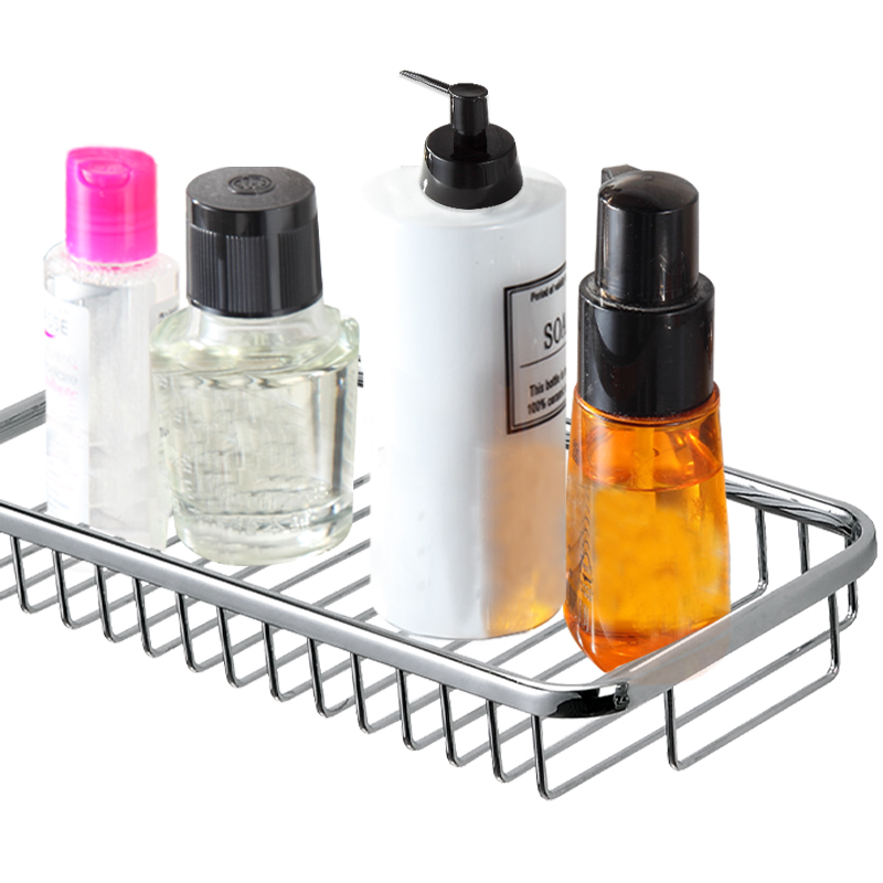 FM50 Wall-Mounted Square Aluminum Bath Organizer PET Bathroom Shelves Shampoo Storage Rack Kitchen Holder Spice Storage