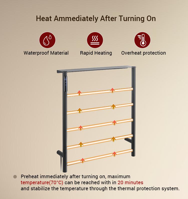 DR2509 OEM Heating Towel Rack Bathroom Heating Constant Temperature Drying Real Electric Towel Rack