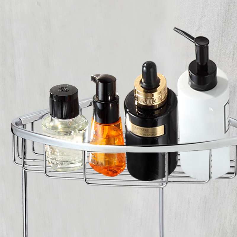 FM302H Modern Two Layer Stainless Steel Hollow Shampoo Corner Commodity Carrier Bathroom Shelf