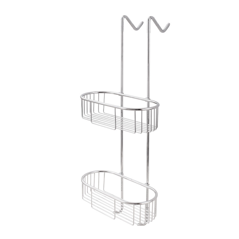 FC323K 2 tiers corner basket wall mount metal stainless steel shower basket rack shelf bathroom corner shelf