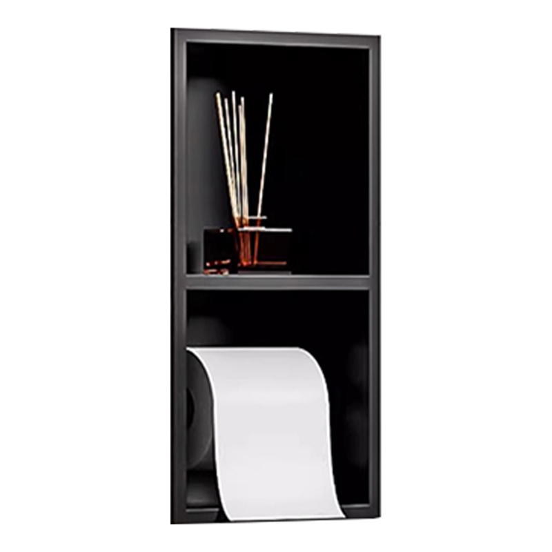 B01 SWIFTHORSE Bathroom Shower Niche 304 Stainless Steel Matte Black Modern Design 2 Wall Niche Shelf