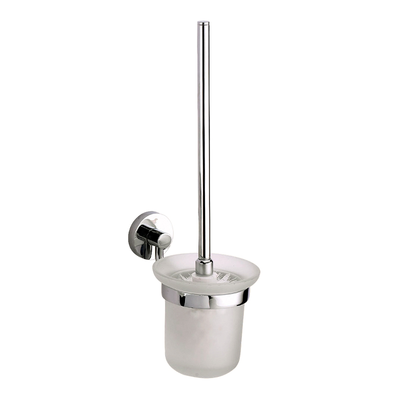 JM60  Modern simple style Bathroom Accessory 304 Stainless Steel Handle Plastic Round Toilet Cleaning Brush with Holder