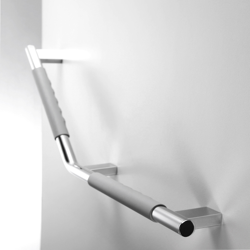 MT9531S custom stainless steel 304 brushed 3 brackets L shape handicapped bathroom grab rails 135 angled handicap grab bar