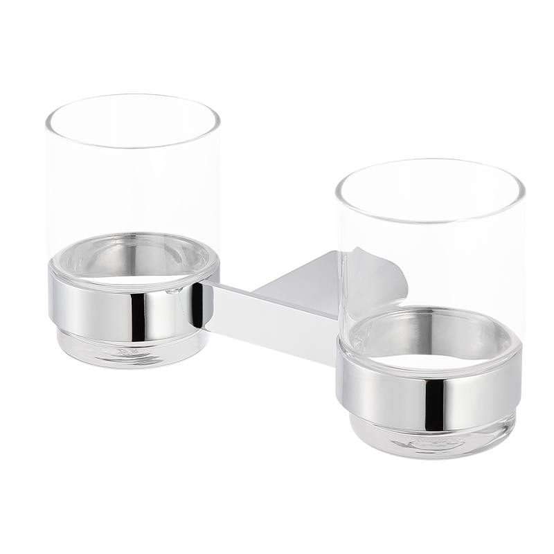 M42 Hotel bathroom Hanging double mouthwash cup tumbler bracket bathroom stainless steel double tumbler holder