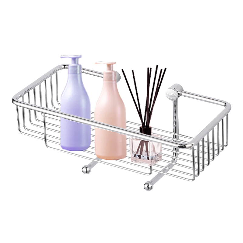 FM81228 Fashionable Stainless Steel 304 Adhesive Bathroom Kitchen Shower Caddy storage box with hook