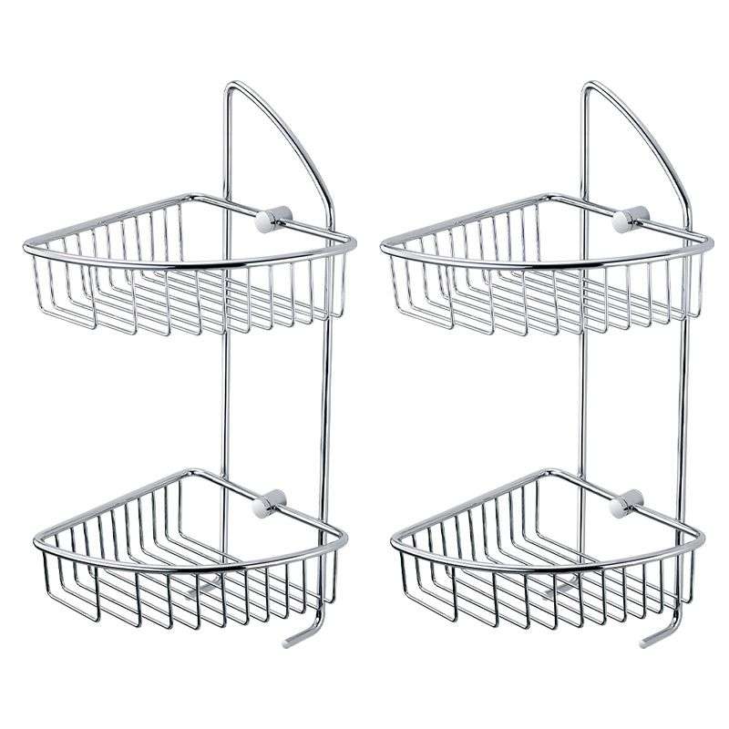 FM823 Bathroom Accessories Triangle Corner Shelf Bathroom Chrome Two Tiers Corner Shower Caddy Shelf Basket