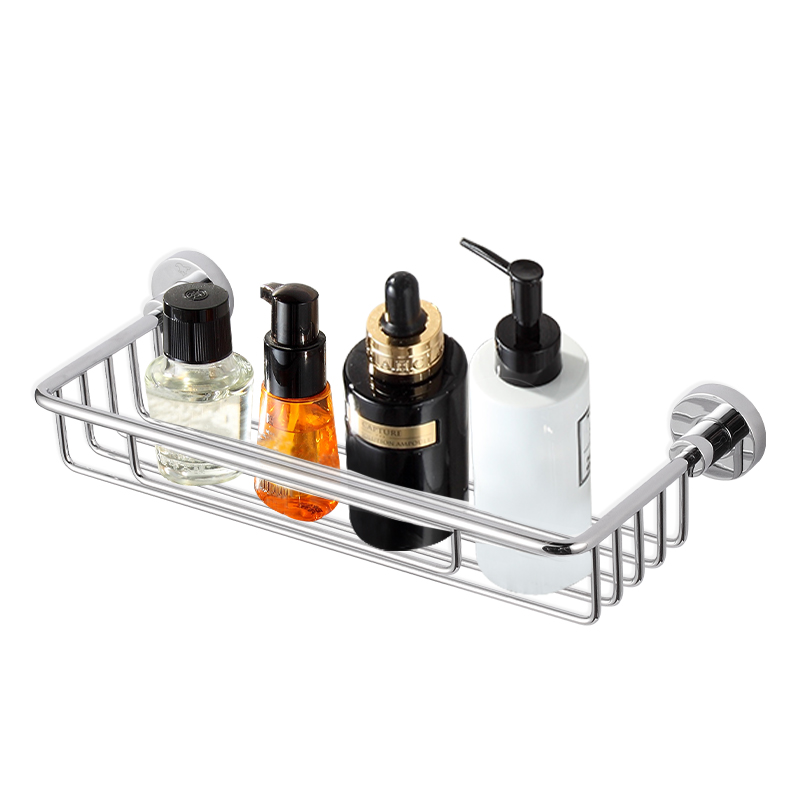 FM91-300 Modern 304 Stainless Steel Bathroom Accessories Caddy Basket Shower Organizer Surface Finish Hook Home Corner Mounted