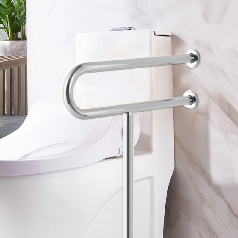 HM328 Toilet Bar Flip Up Arm Rails, Handicap Rails Grab Bars Bathroom Toilet Rail Support for Elderly